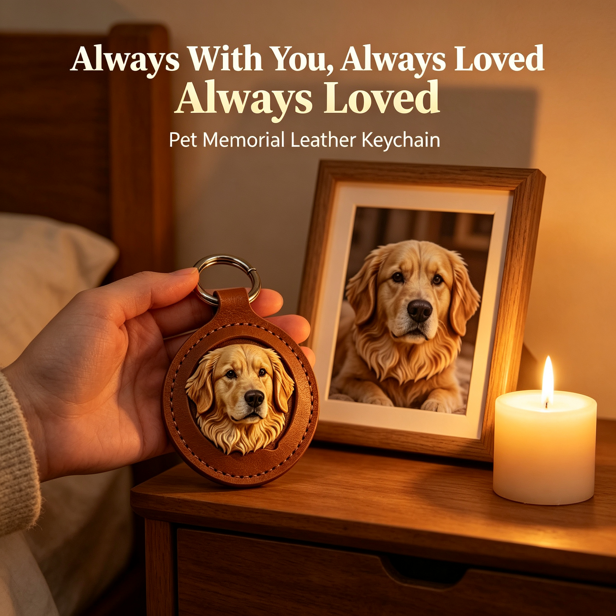 Always With You: 3D Leather Pet Keychain for Healing & Remembrance